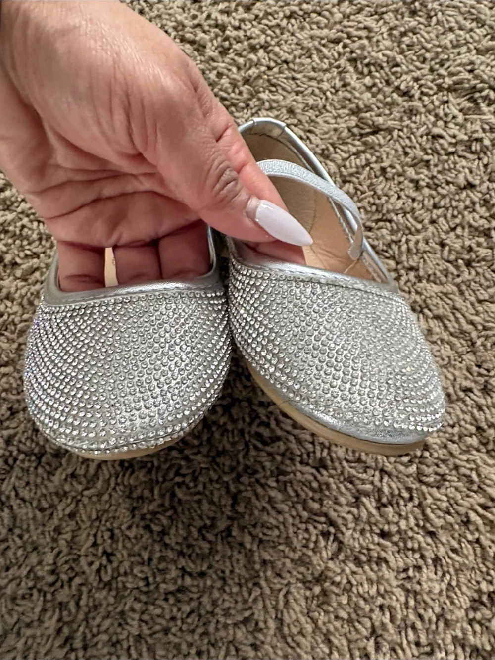Kids Silver Rhinestone Mary Jane Dress Shoes